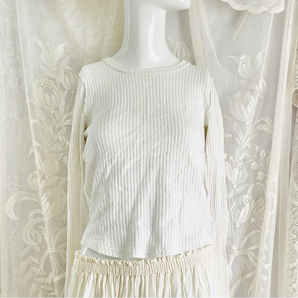 We The Free White Ribbed Long Sleeve Thermal Top
